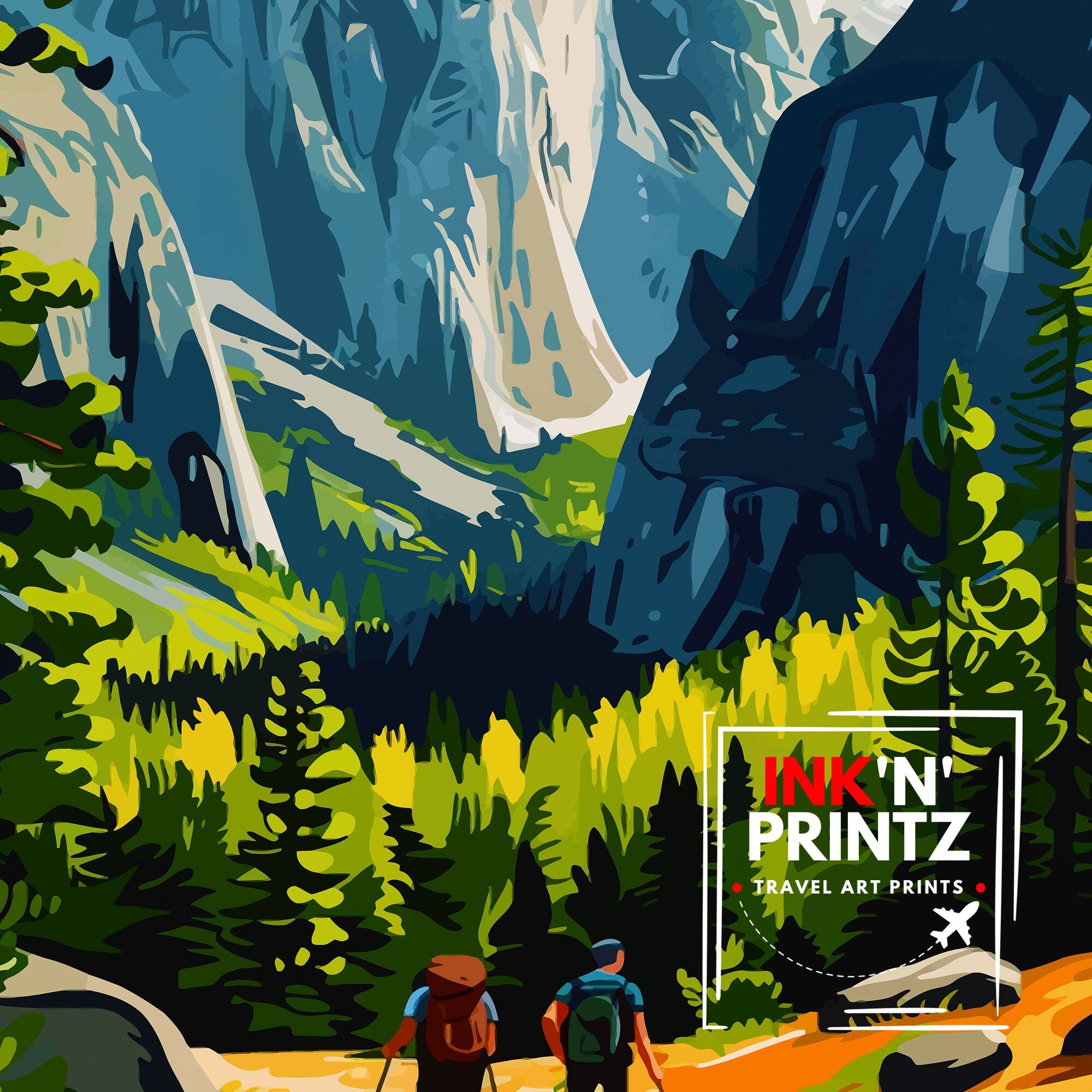 Yosemite National Park Travel Print| Yosemite Wall Art Yosemite Home Living Decor Yosemite Illustration Travel Poster Gift for Yosemite Fans