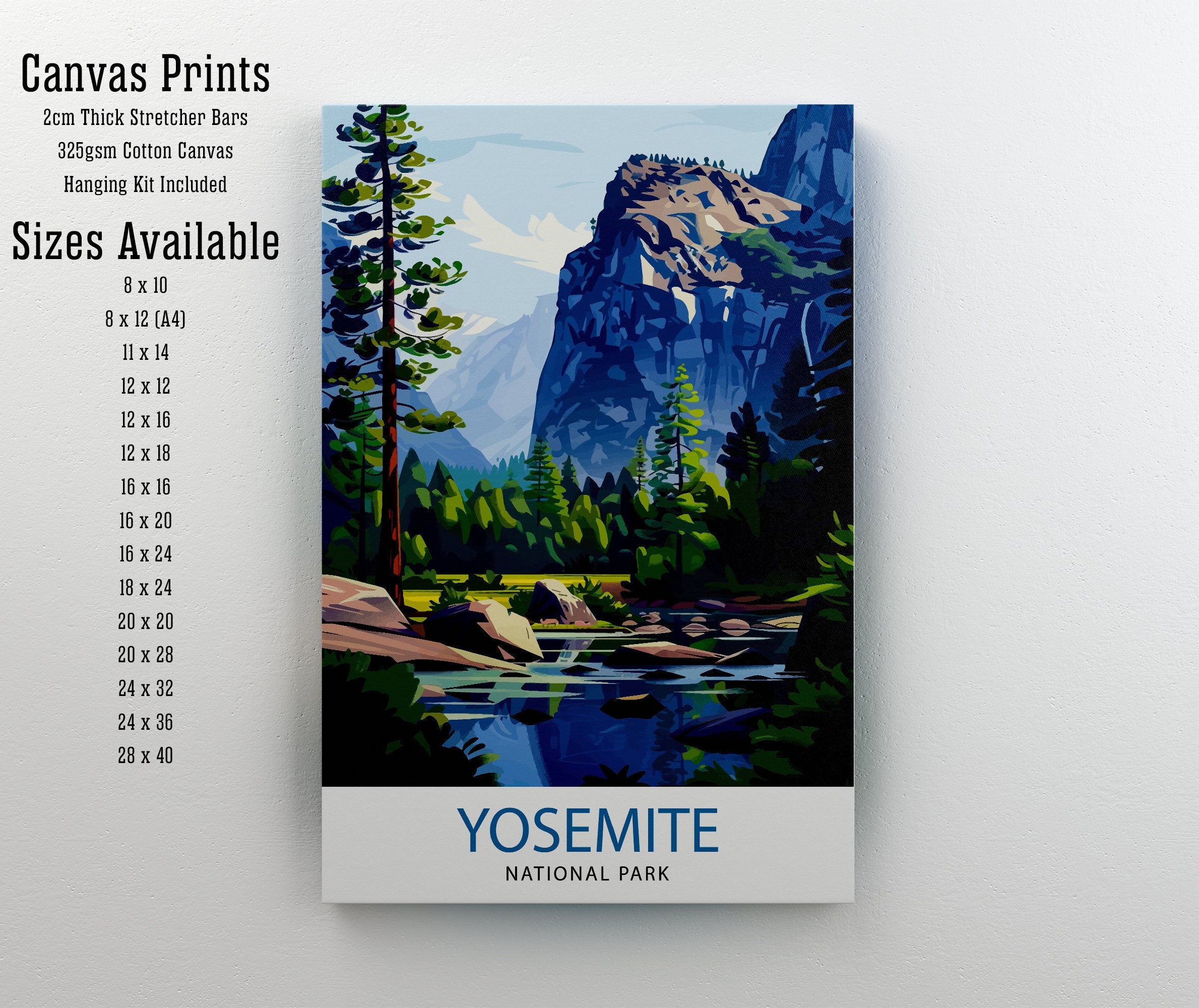 Yosemite National Park Travel Print| Yosemite Wall Art Yosemite Home Living Decor Yosemite Illustration Travel Poster Gift for Yosemite Fans