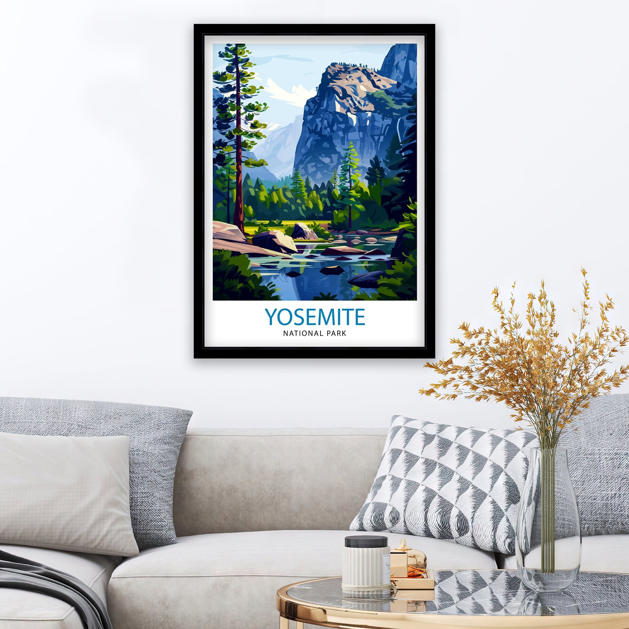 Yosemite National Park Travel Print| Yosemite Wall Art Yosemite Home Living Decor Yosemite Illustration Travel Poster Gift for Yosemite Fans