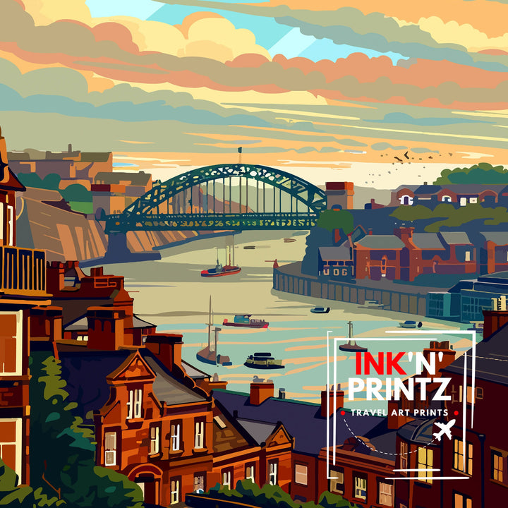 Newcastle upon Tyne Travel Poster Newcastle