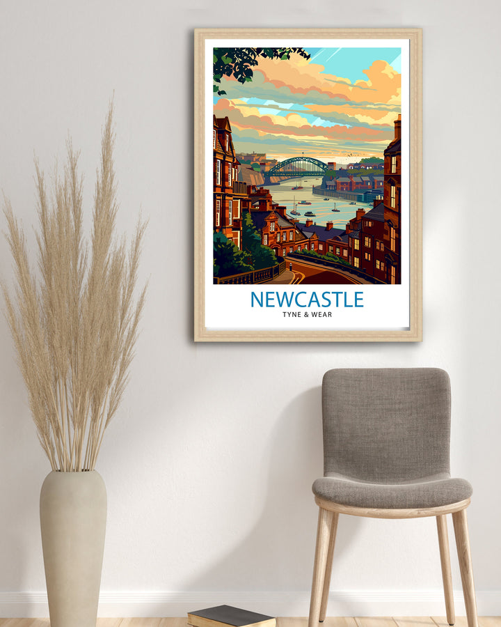 Newcastle upon Tyne Travel Poster Newcastle