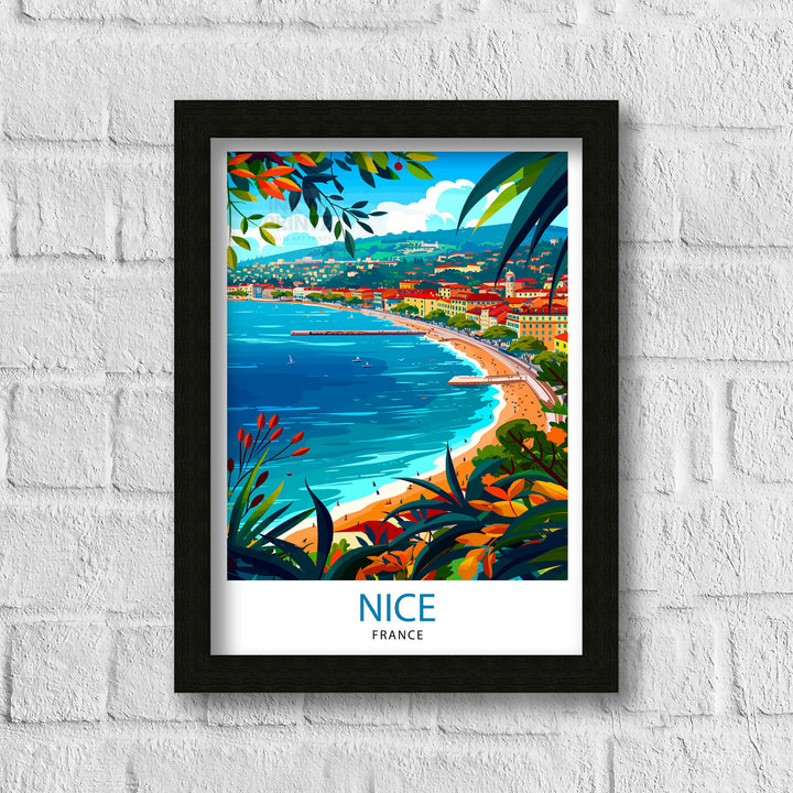 Nice France Travel Poster Nice Wall Art Nice Poster French Riviera Decor Nice Art Poster Nice Illustration Nice