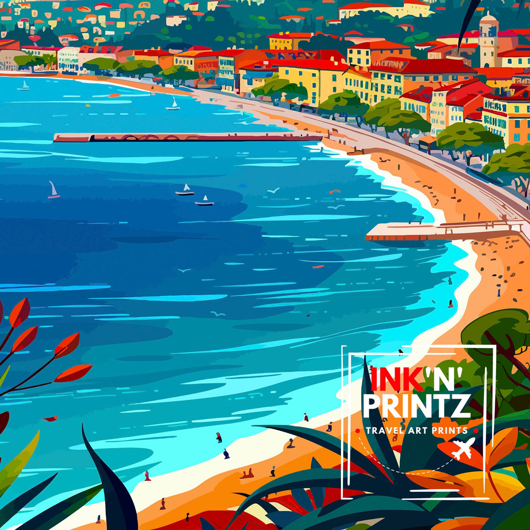 Nice France Travel Poster Nice Wall Art Nice Poster French Riviera Decor Nice Art Poster Nice Illustration Nice