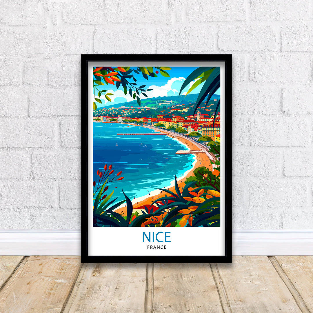 Nice France Travel Poster Nice Wall Art Nice Poster French Riviera Decor Nice Art Poster Nice Illustration Nice