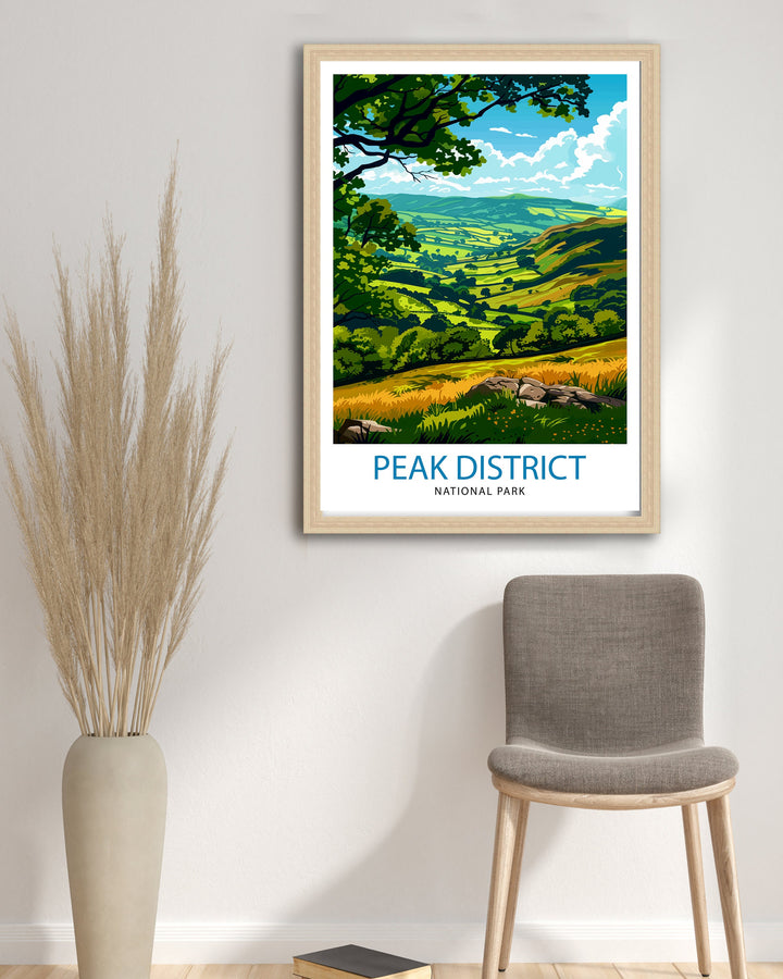 Peak District Travel Poster Peak District Wall Art Peak District Home Decor Peak District Illustration Peak District UK Travel Poster Gift