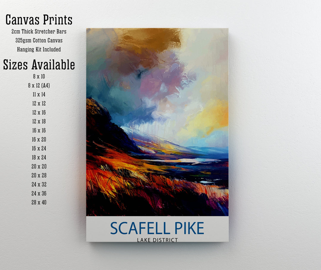 Scafell Pike Travel Poster Lake District Wall Art Scafell Pike Illustration England Travel Poster Gift for Hikers Mountain