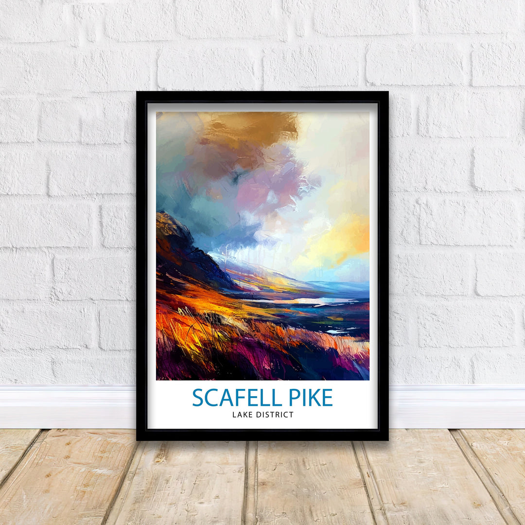 Scafell Pike Travel Poster Lake District Wall Art Scafell Pike Illustration England Travel Poster Gift for Hikers Mountain