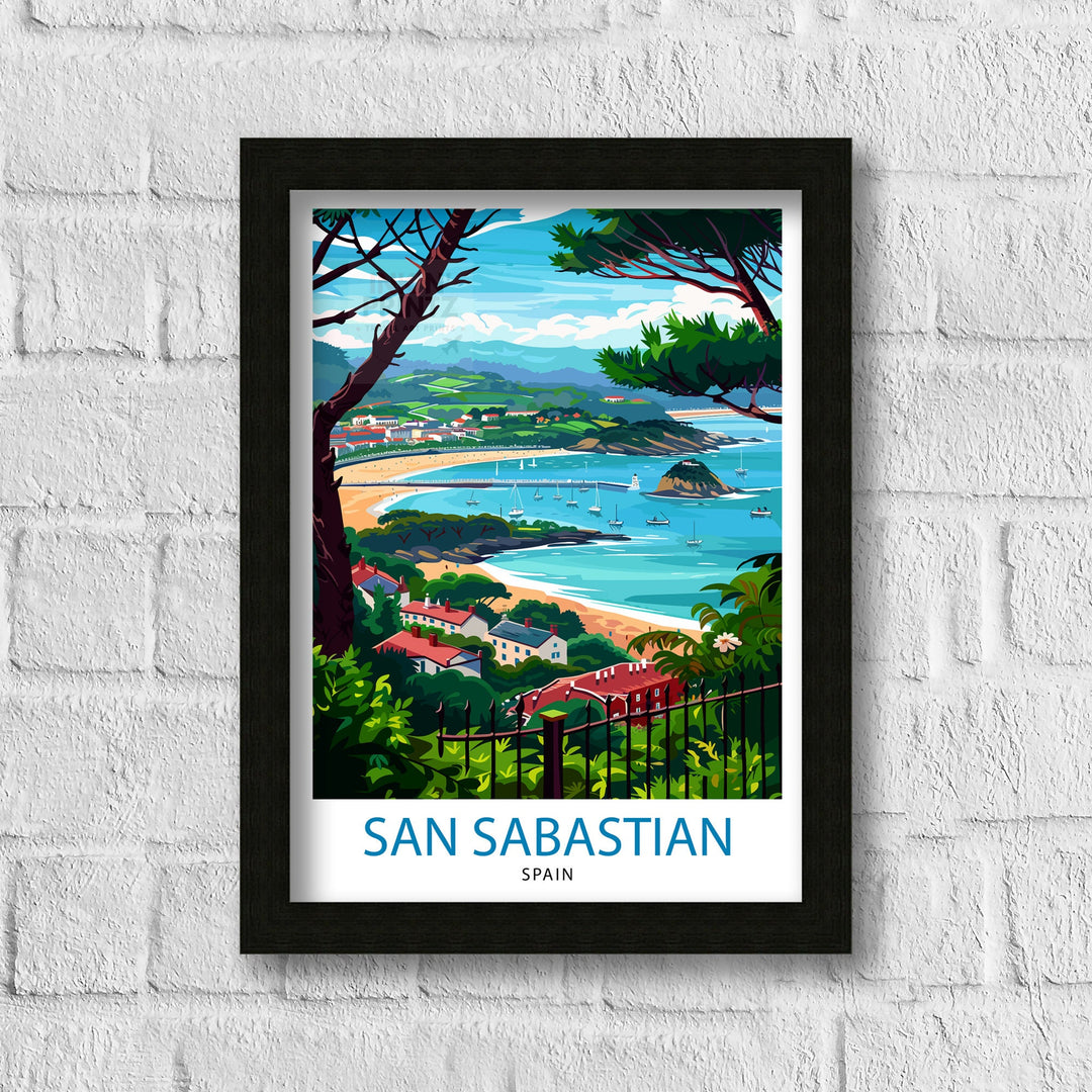 San Sebastian Travel Poster San Sebastian Wall Art San Sebastian Spain Illustration Travel Poster Gift for San Sebastian Spain Home Decor