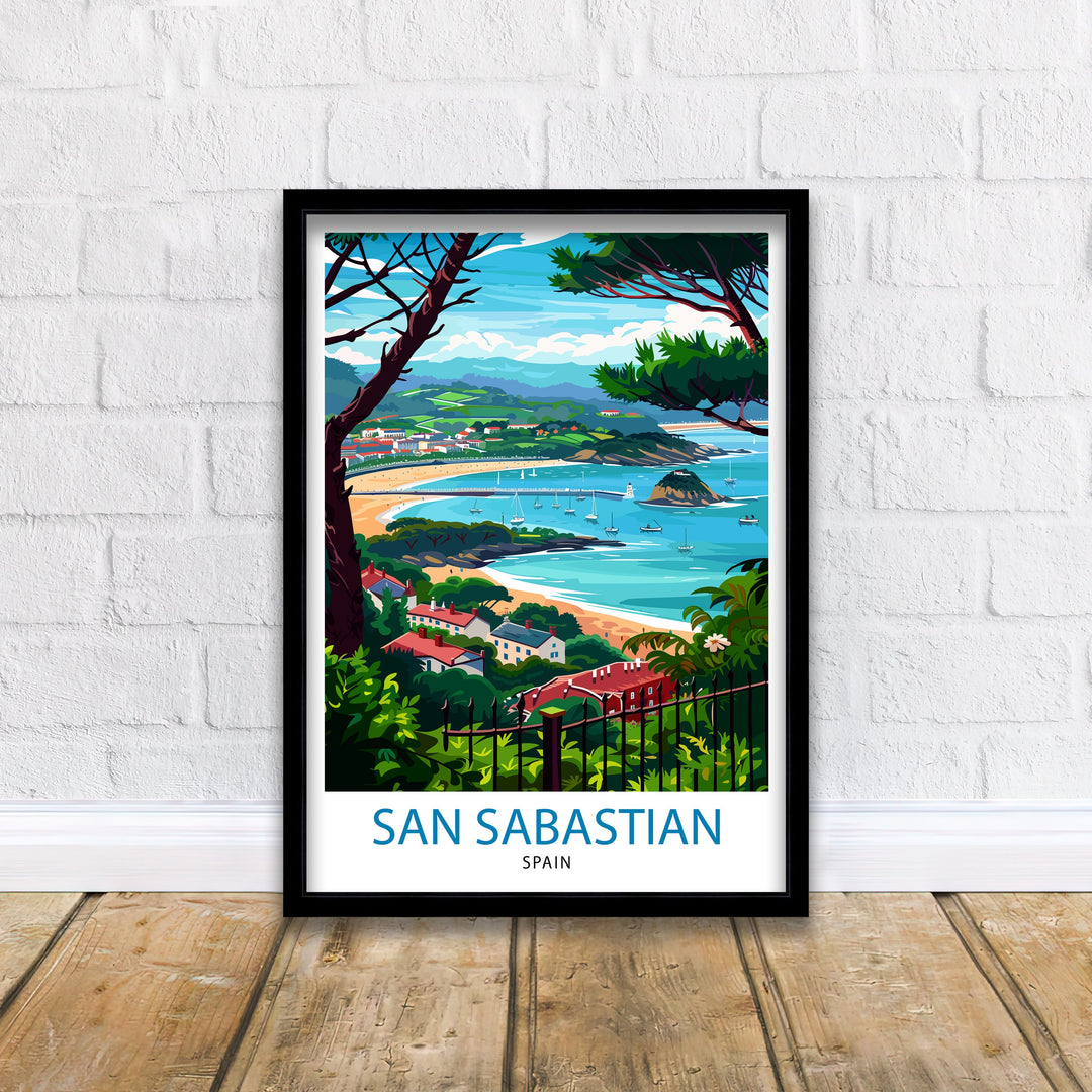 San Sebastian Travel Poster San Sebastian Wall Art San Sebastian Spain Illustration Travel Poster Gift for San Sebastian Spain Home Decor