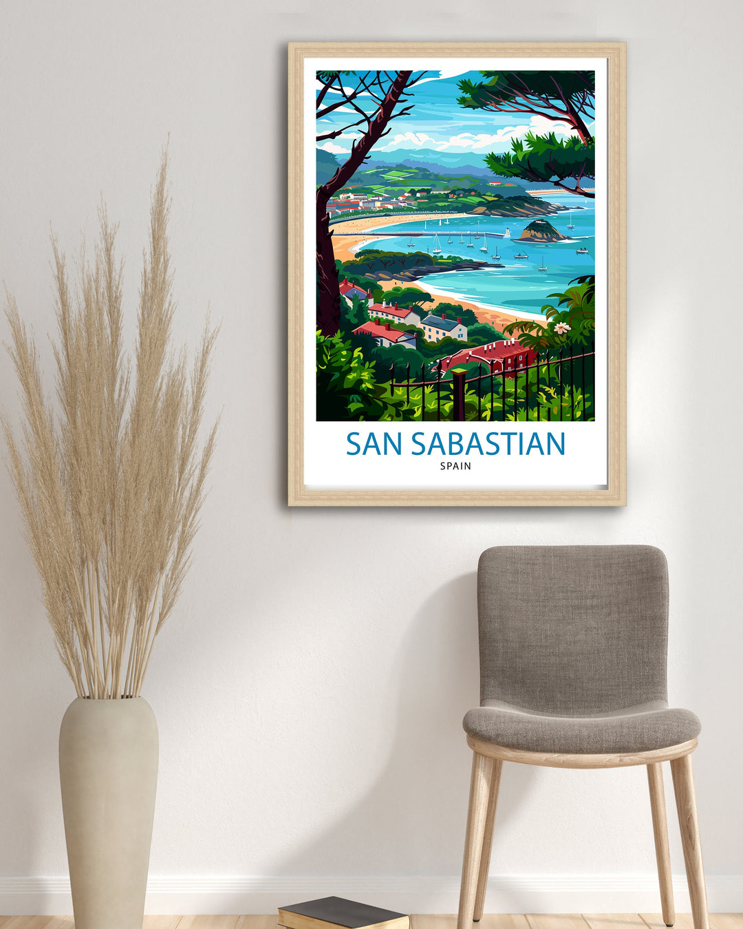 San Sebastian Travel Poster San Sebastian Wall Art San Sebastian Spain Illustration Travel Poster Gift for San Sebastian Spain Home Decor