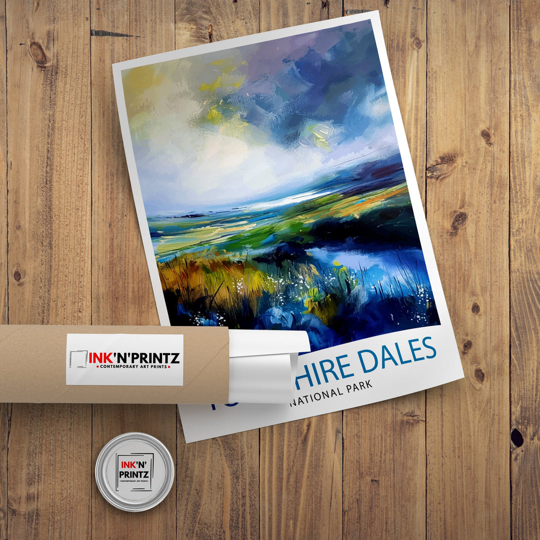 Yorkshire Dales Travel Poster Wall Art, Home Decor Yorkshire Dales Illustration Travel Poster Gift For UK Travelers England Home Decor