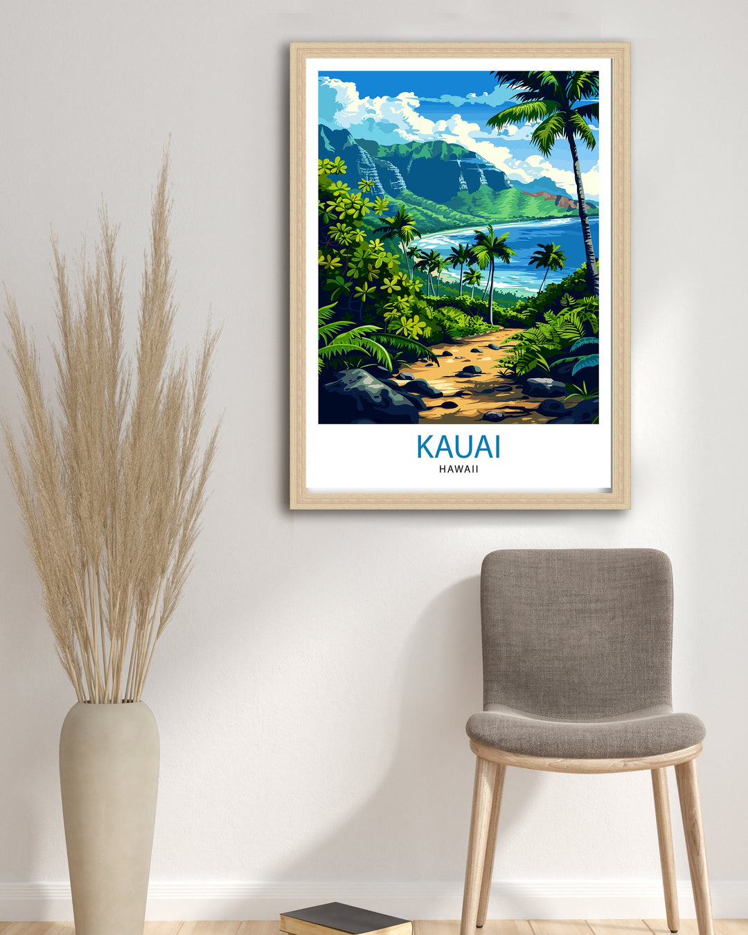 Kauai Hawaii Travel Poster Tropical Paradise Art Na Pali Coast Poster Garden Isle