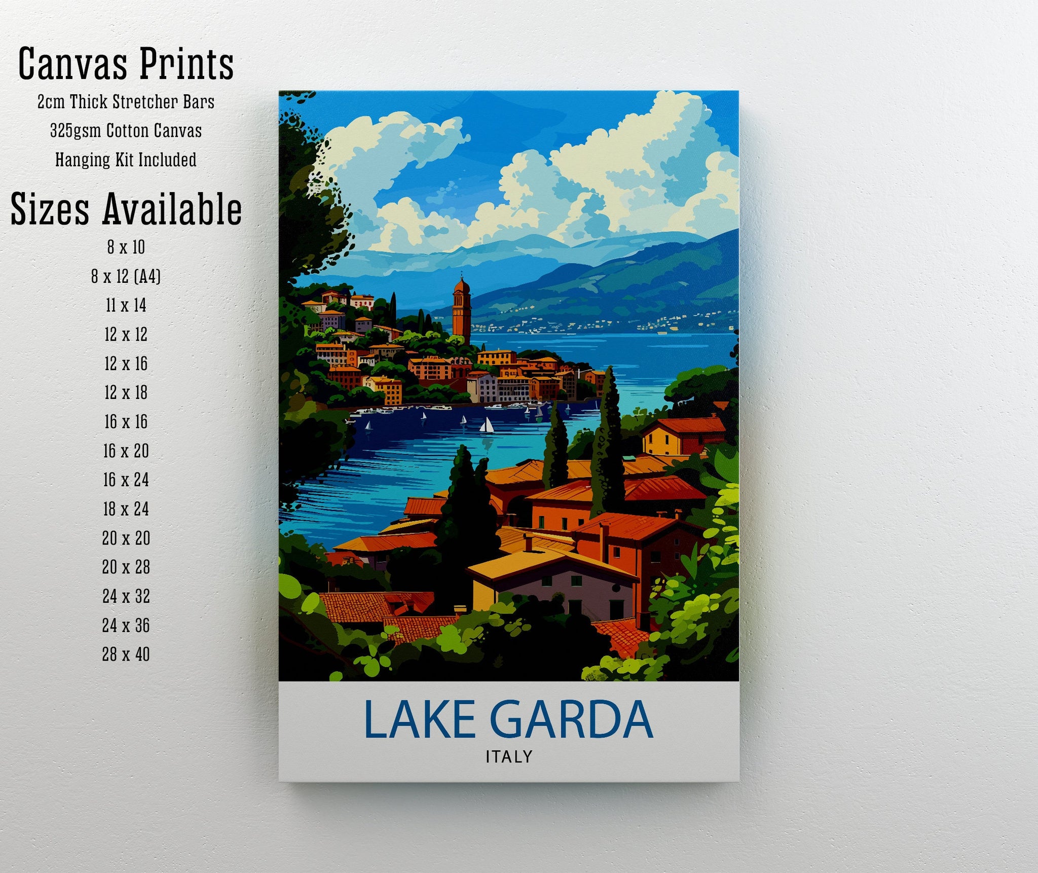 Lake Garda Italy Travel Print Lake Garda Wall Art Italy Travel Poster Lake Garda Home Decor Italy Illustration Gift for Italy Lovers