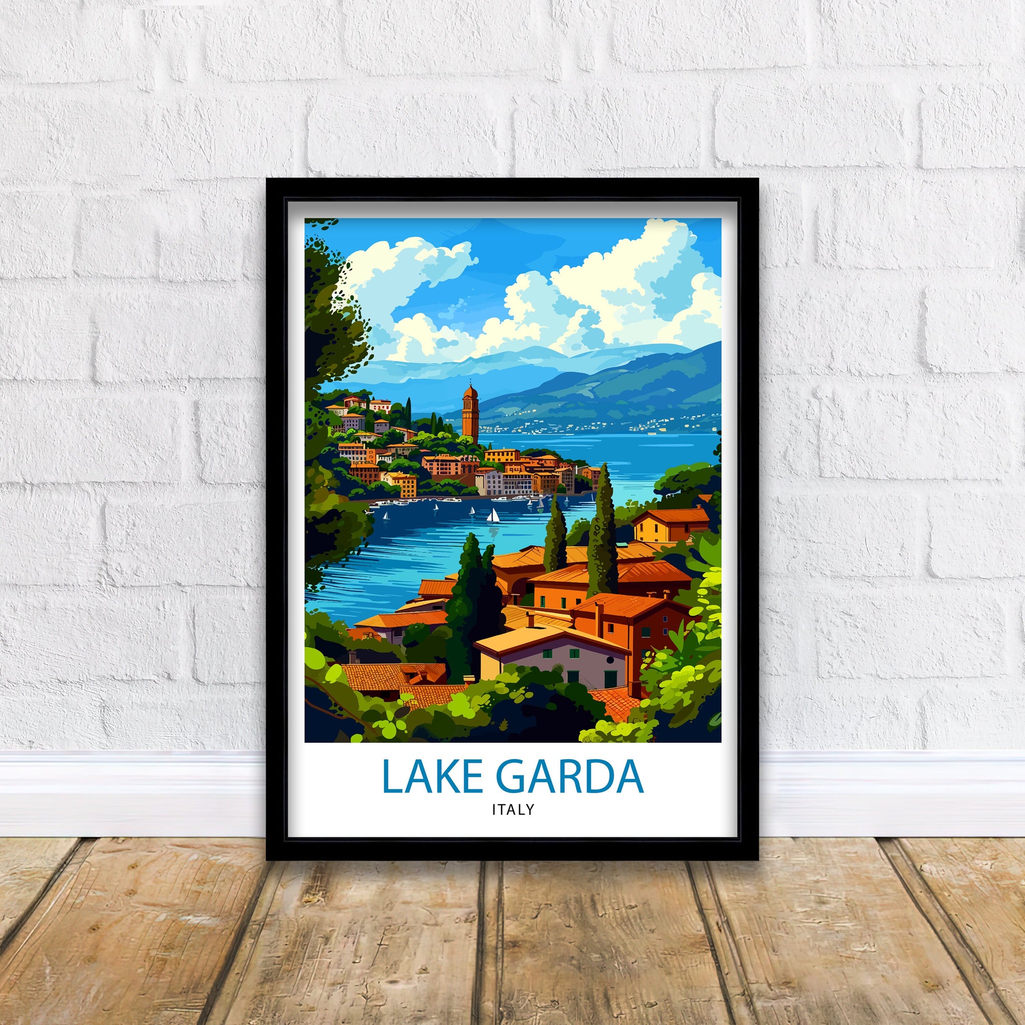 Lake Garda Italy Travel Print Lake Garda Wall Art Italy Travel Poster Lake Garda Home Decor Italy Illustration Gift for Italy Lovers