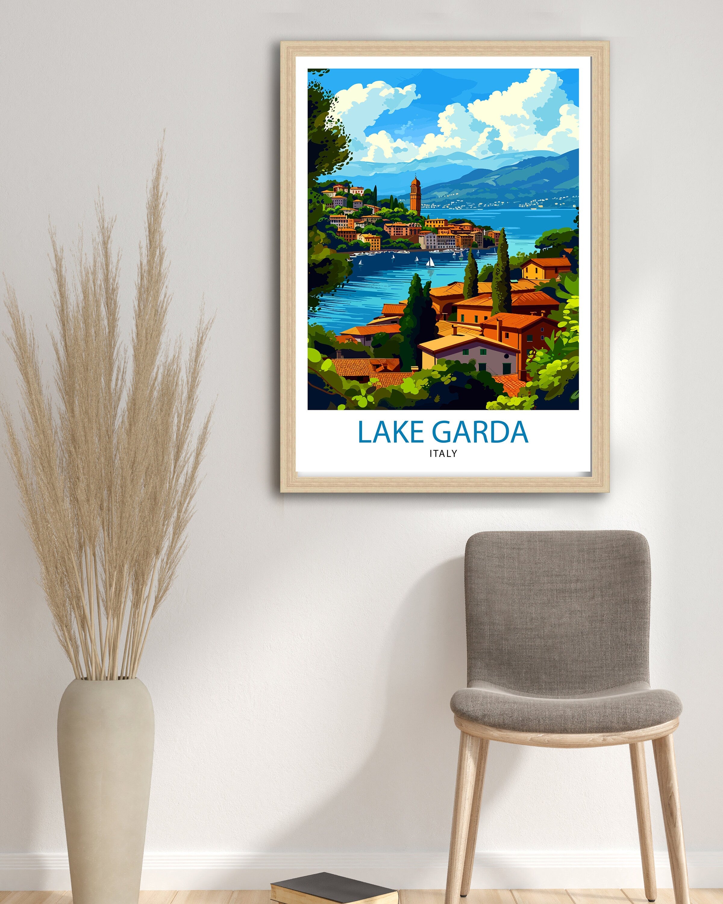 Lake Garda Italy Travel Print Lake Garda Wall Art Italy Travel Poster Lake Garda Home Decor Italy Illustration Gift for Italy Lovers