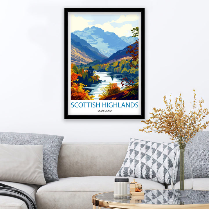 Scottish Highlands Poster Majestic Mountains Art Scotland Landscape Poster Wild Nature