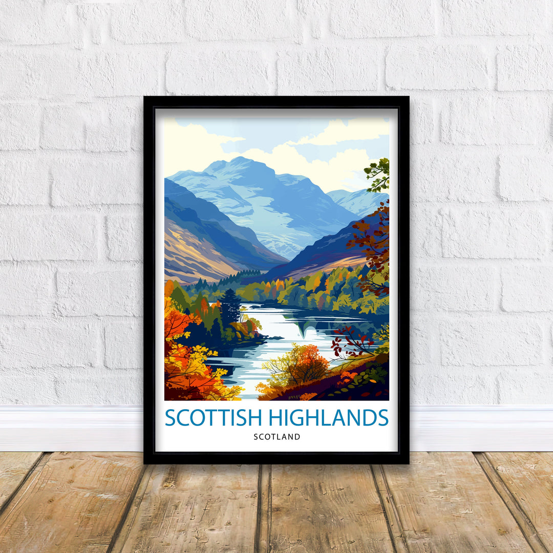 Scottish Highlands Poster Majestic Mountains Art Scotland Landscape Poster Wild Nature