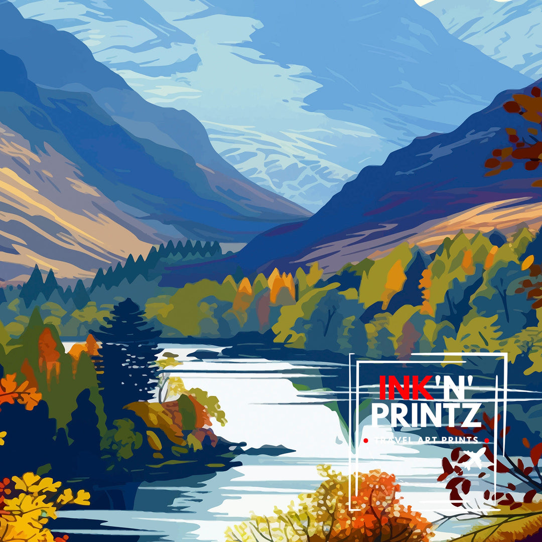 Scottish Highlands Poster Majestic Mountains Art Scotland Landscape Poster Wild Nature