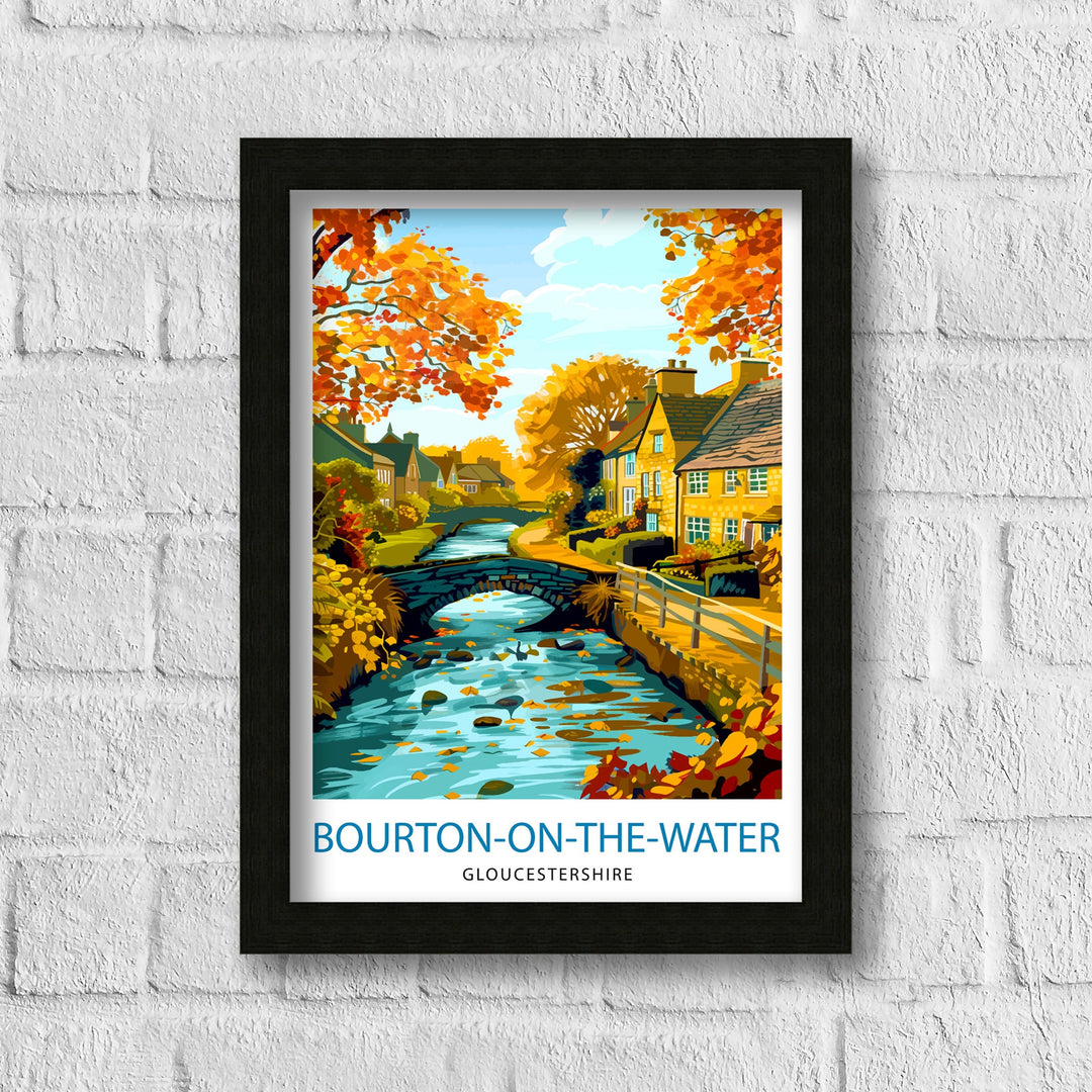 Bourton on Water Cotswolds Travel Poster Wall Art, Home Decor Cotswolds Illustration Travel Poster Gift for Travelers