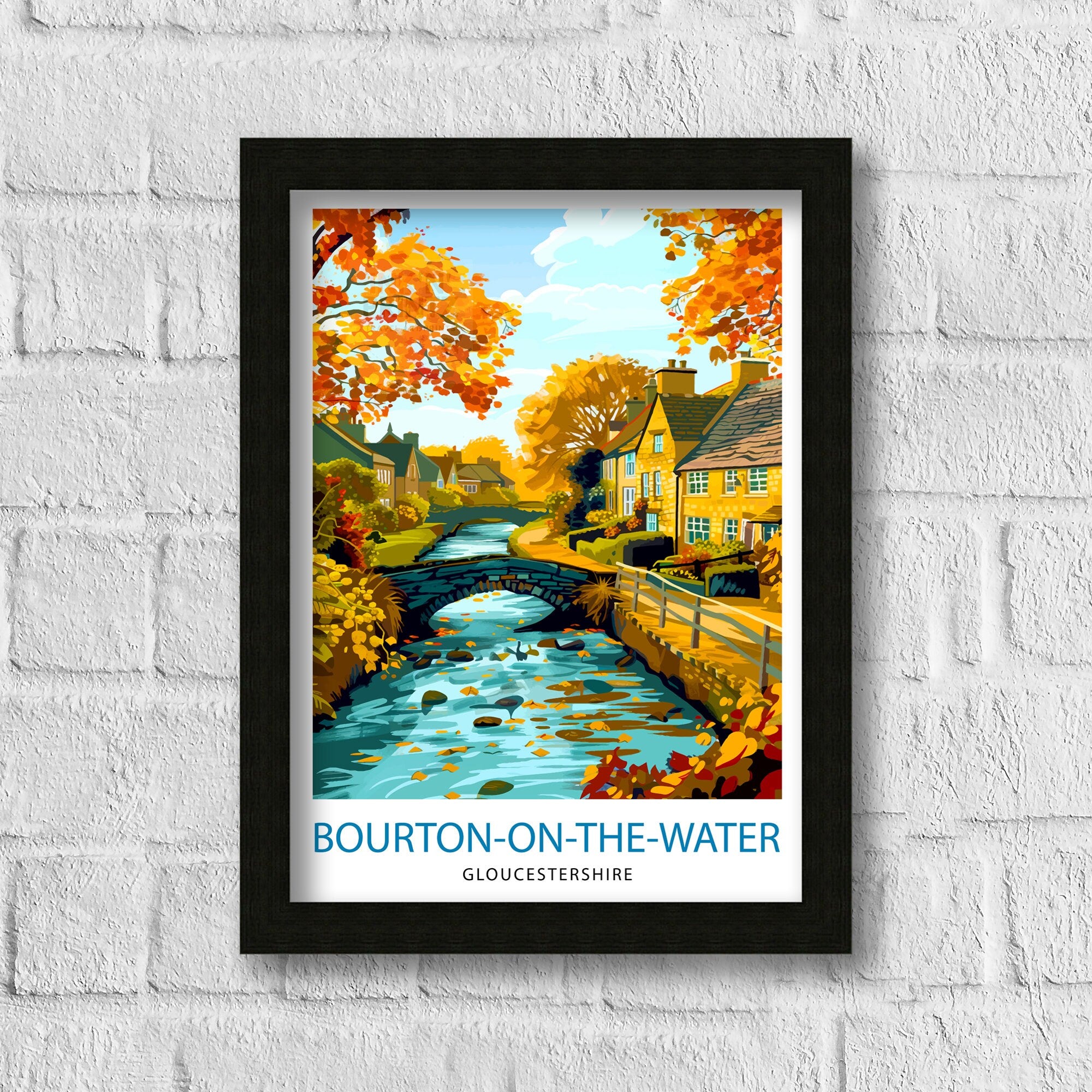 Bourton on Water Cotswolds Travel Print Wall Art, Home Decor Cotswolds Illustration Travel Poster Gift for Travelers
