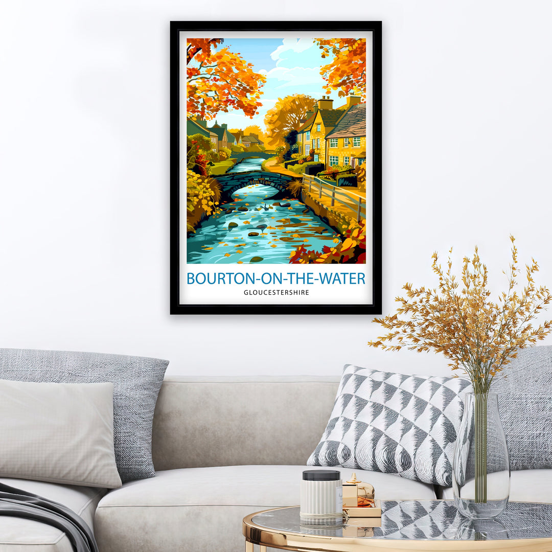 Bourton on Water Cotswolds Travel Poster Wall Art, Home Decor Cotswolds Illustration Travel Poster Gift for Travelers