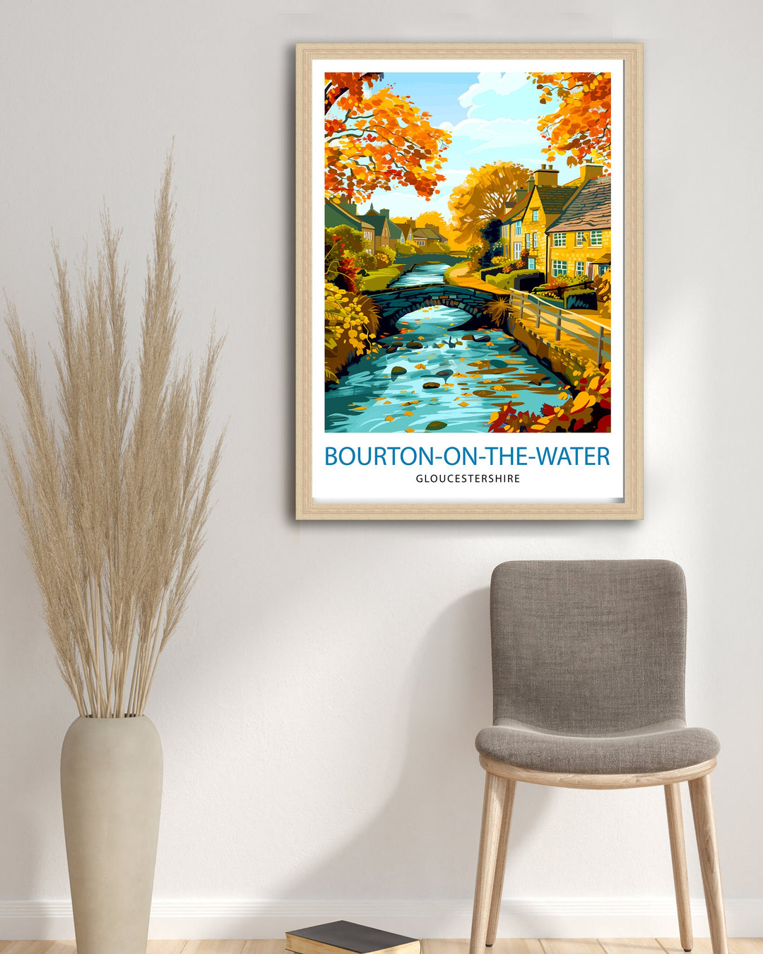 Bourton on Water Cotswolds Travel Poster Wall Art, Home Decor Cotswolds Illustration Travel Poster Gift for Travelers