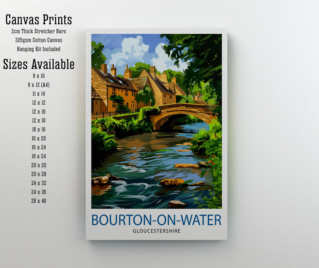 Bourton on Water Cotswolds Travel Print Wall Art, Home Decor Cotswolds Illustration Travel Poster Gift for Travelers