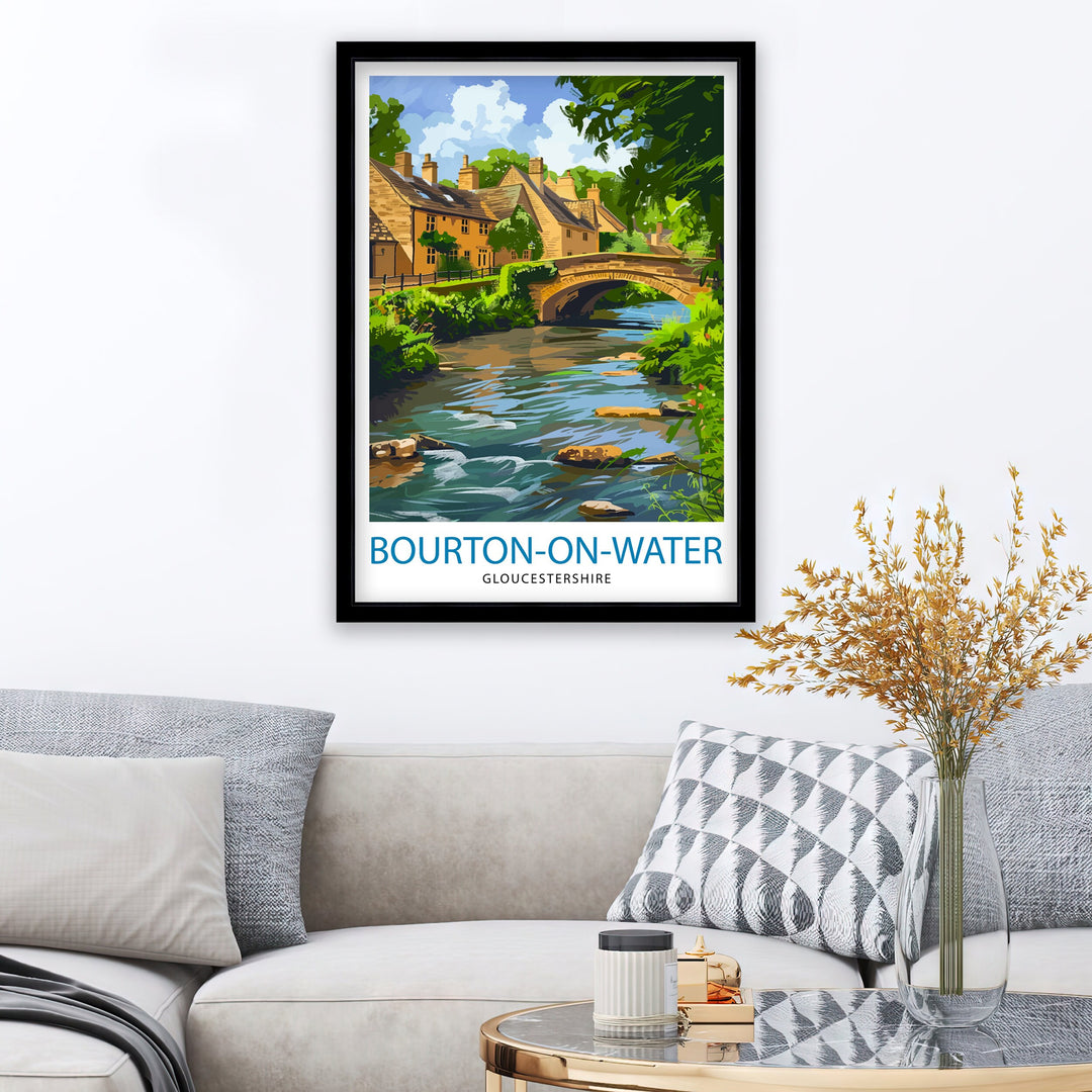 Bourton on Water Cotswolds Travel Poster Wall Art, Home Decor Cotswolds Illustration Travel Poster Gift for Travelers