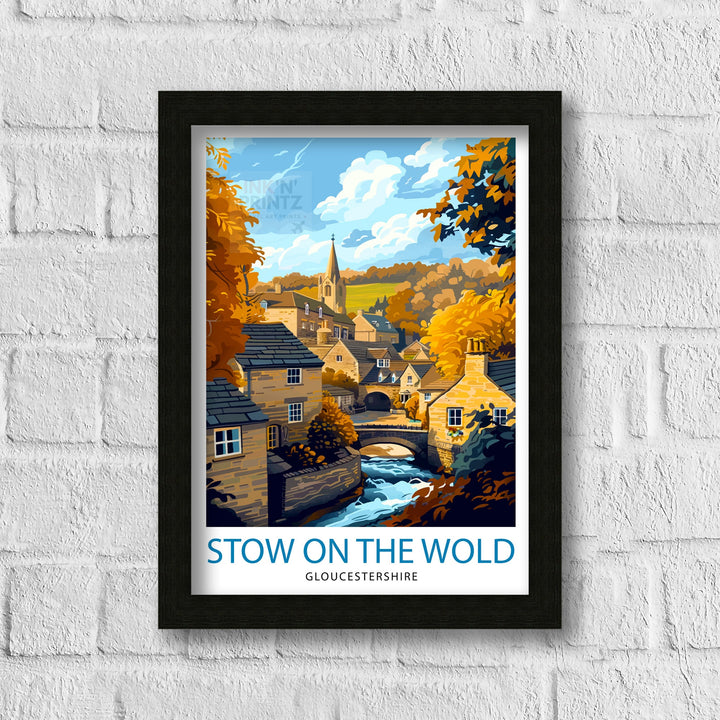 Stow on the Wold Travel Print England Wall Decor Stow on the Wold Illustration Travel Poster Gift England Home Decor