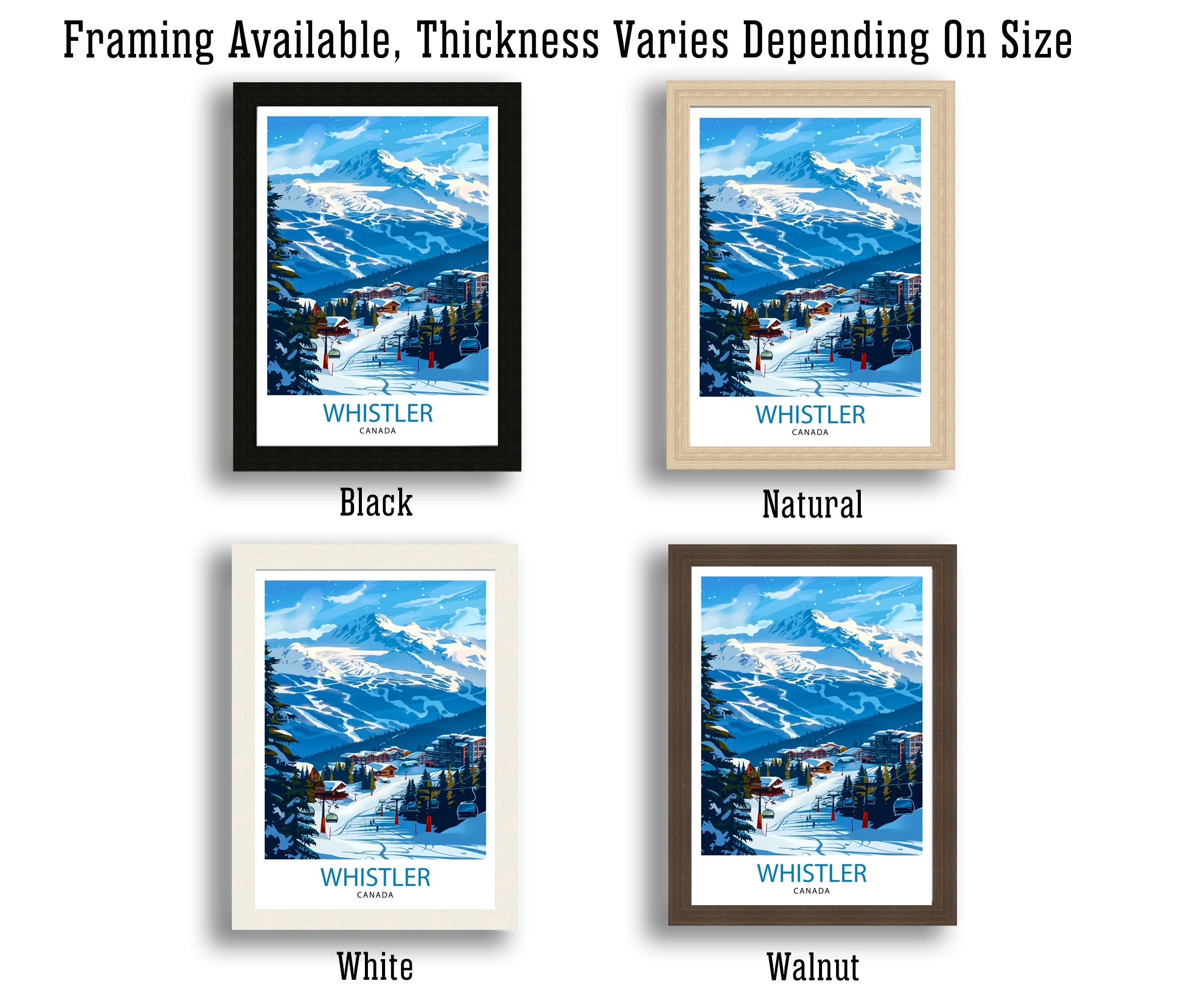 Whistler Ski Resort Travel Poster Canadian Winter Wonderland Art Mountain Slopes Print British Columbia Skiing Wall Decor Alpine Adventure