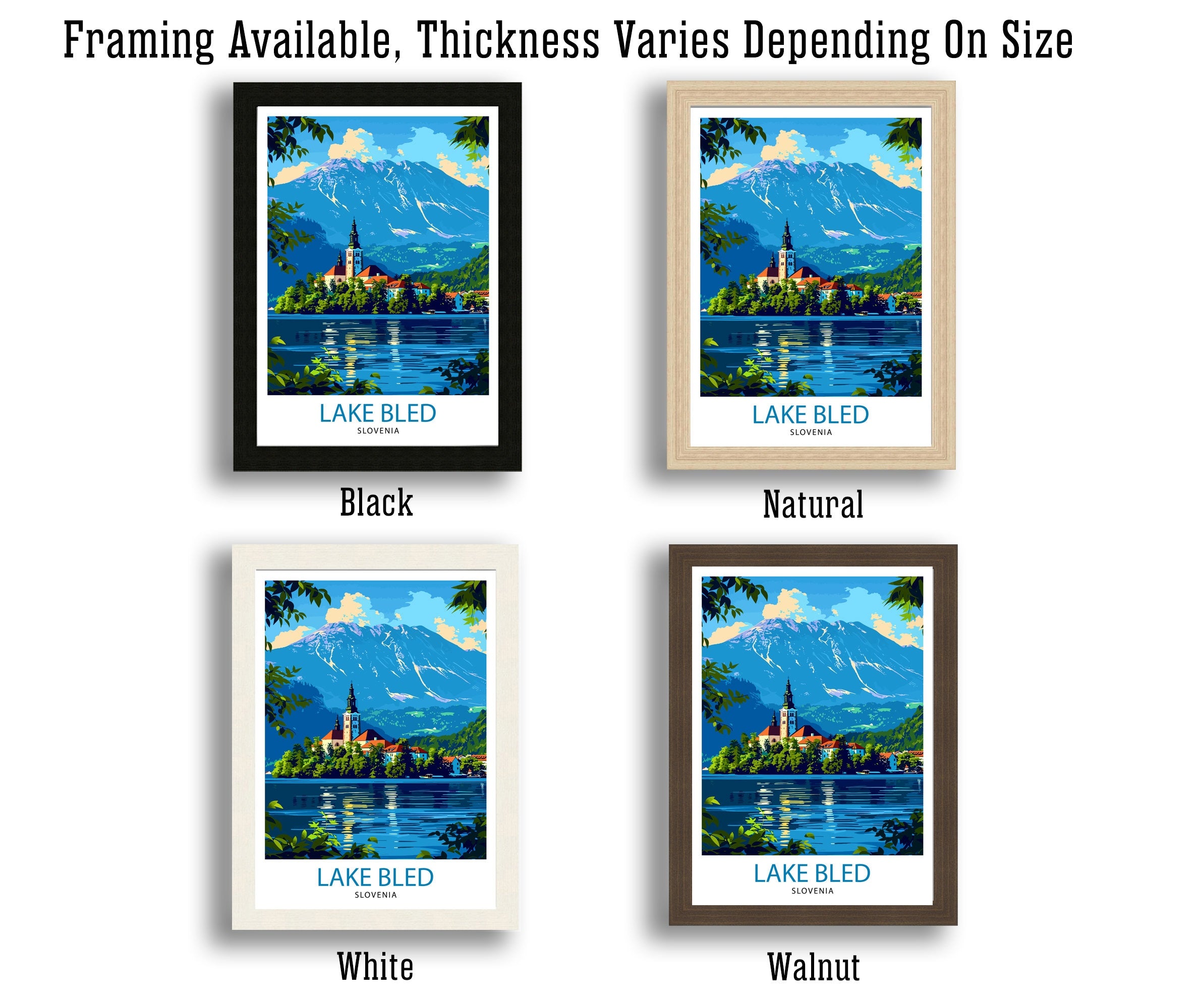 Lake Bled Slovenia Travel Poster Alpine Lake Art Bled Castle Print Slovenian Paradise Wall Decor Emerald Waters Illustration European Escape