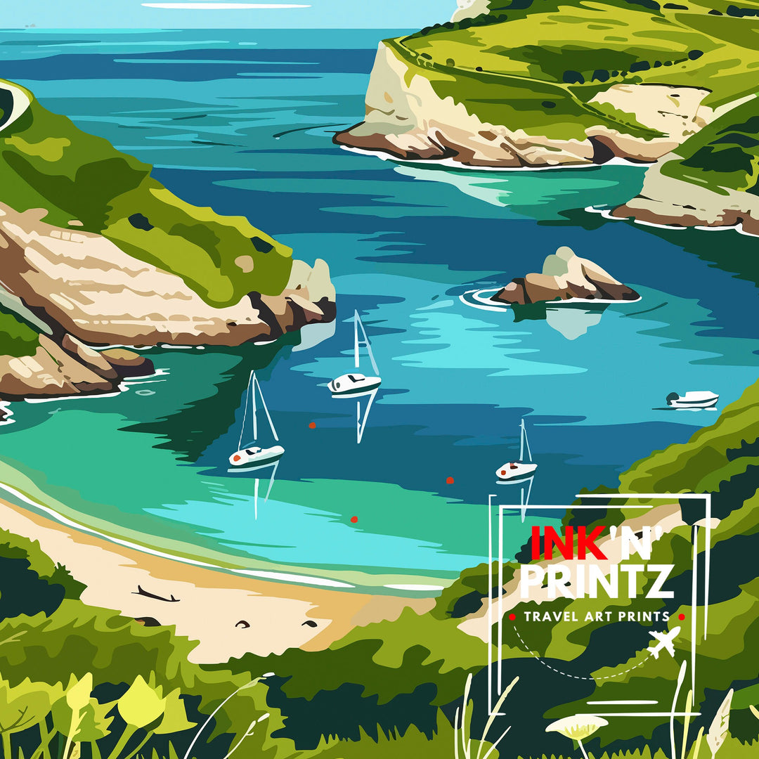 Lulworth Cove Dorset Travel Print Wall Decor Wall Art Lulworth Cove Wall Hanging Home Décor Lulworth Cove Gift Art Lovers England Art Lover