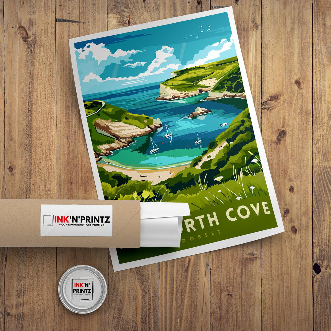 Lulworth Cove Dorset Travel Print Wall Decor Wall Art Lulworth Cove Wall Hanging Home Décor Lulworth Cove Gift Art Lovers England Art Lover