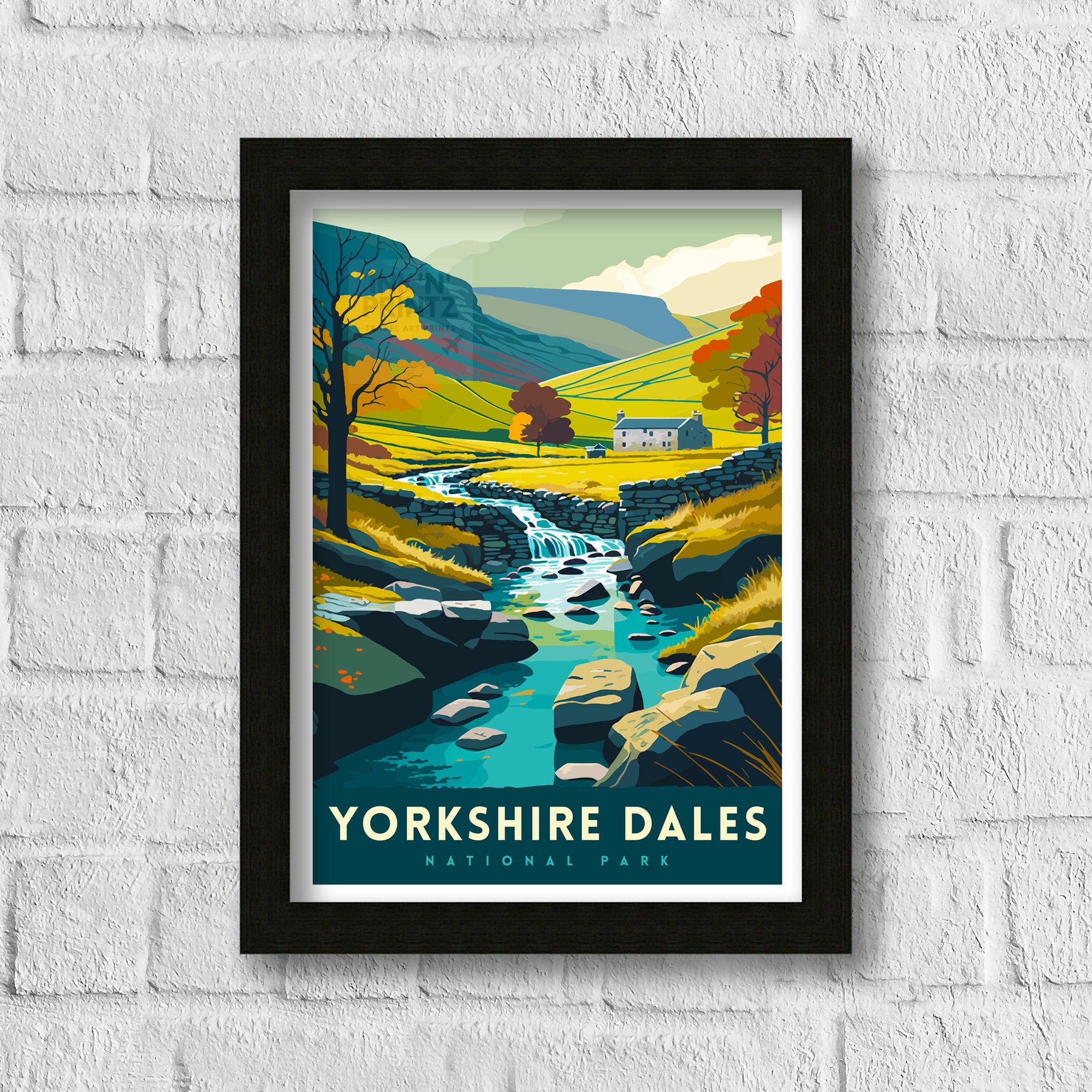 Yorkshire Dales Travel Print Wall Art, Home Decor Yorkshire Dales Illustration Travel Poster Gift For UK Travelers England Home Decor
