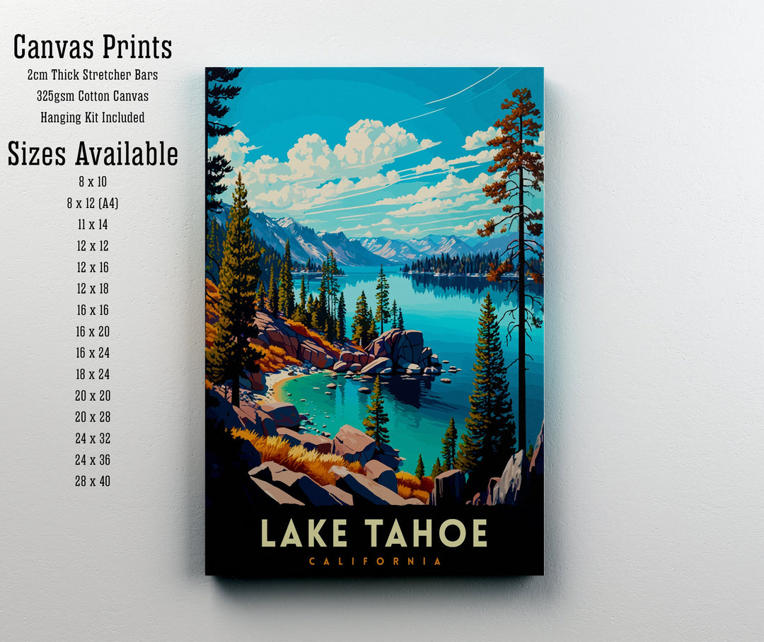 Lake Tahoe Travel Print Wall Decor Wall Art Lake Tahoe Wall Hanging Home Décor Lake Tahoe Gift Art Lovers USA Art Lover Gift Print Art