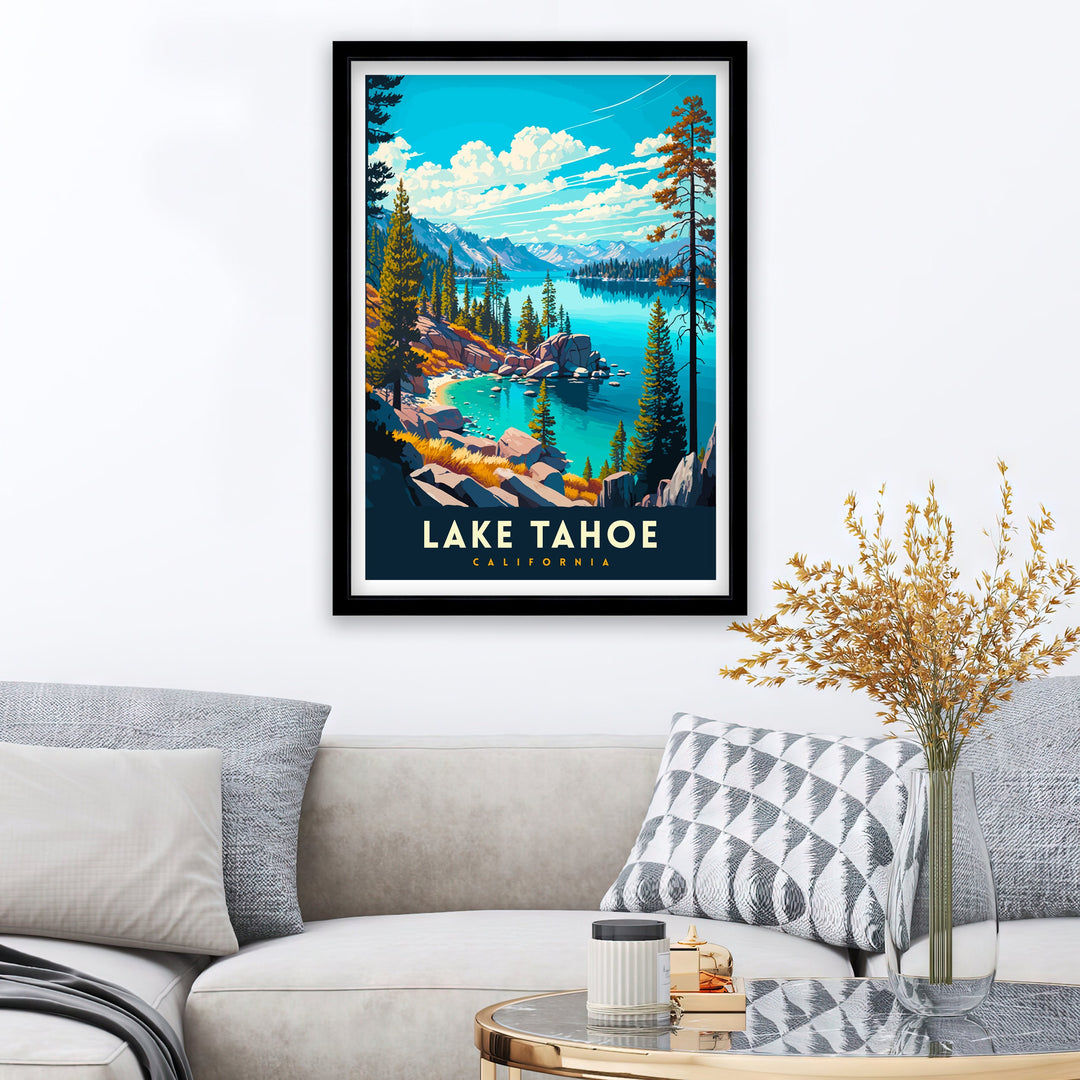 Lake Tahoe Travel Print Wall Decor Wall Art Lake Tahoe Wall Hanging Home Décor Lake Tahoe Gift Art Lovers USA Art Lover Gift Print Art