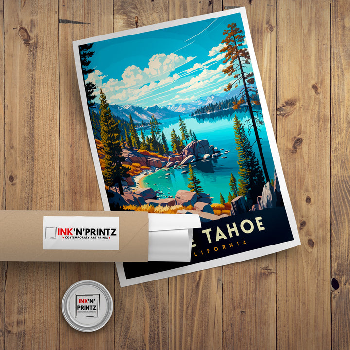 Lake Tahoe Travel Print Wall Decor Wall Art Lake Tahoe Wall Hanging Home Décor Lake Tahoe Gift Art Lovers USA Art Lover Gift Print Art