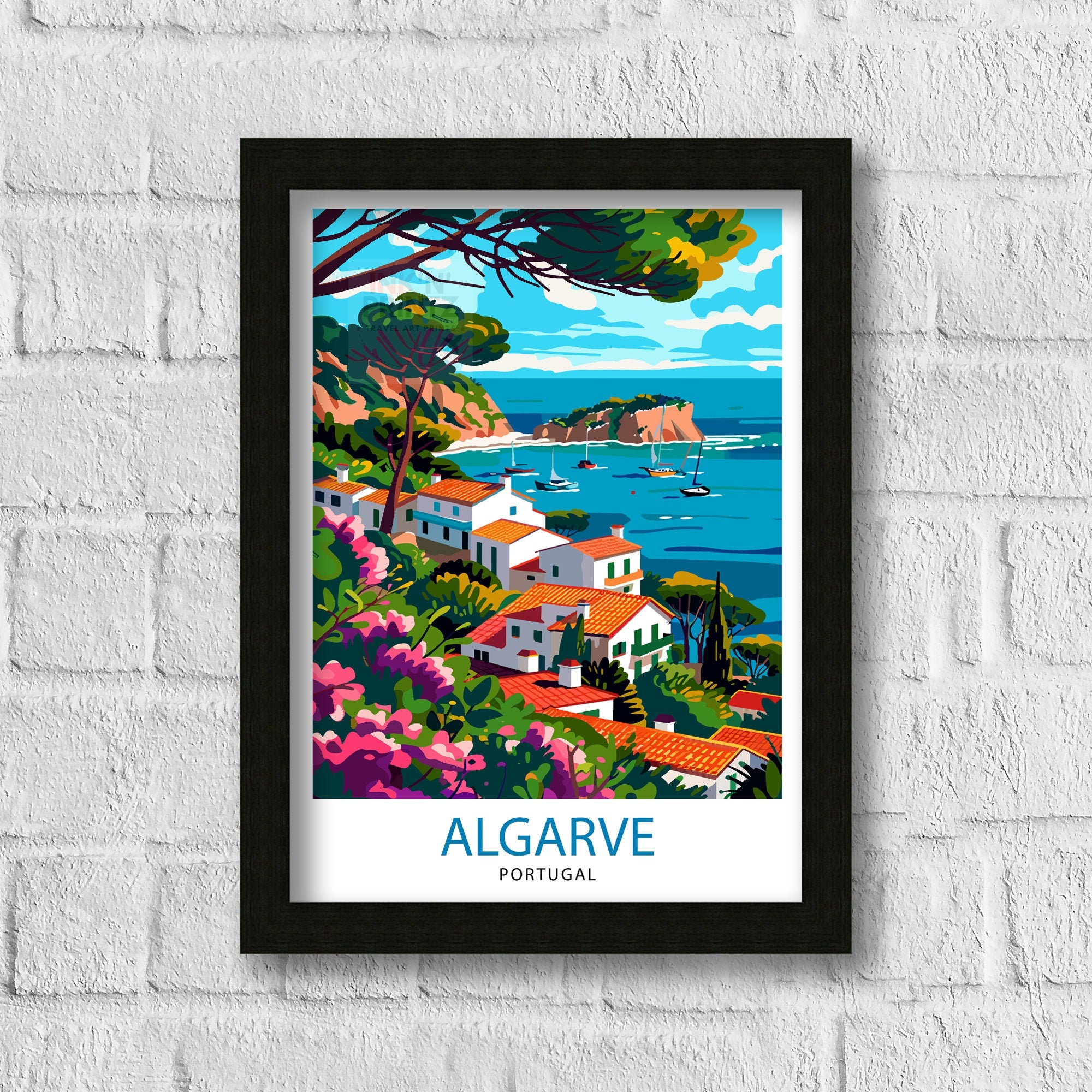Algarve Portugal Travel Print Algarve Wall Decor Algarve Poster Portugal Travel Prints Algarve Art Print Algarve Illustration Algarve Wall