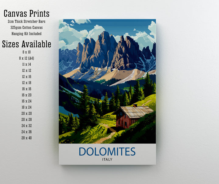 Dolomites Italy Travel Poster Dolomites Wall Art Dolomites Home Decor Italy Illustration Travel Poster Gift For Italy Lovers