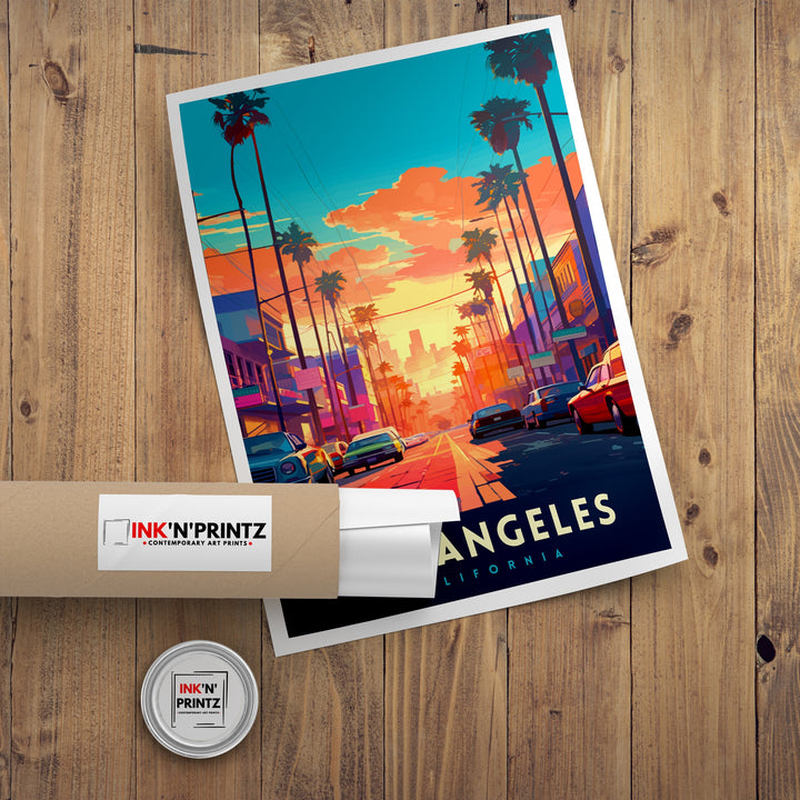 Los Angeles Travel Print| LA Wall Decor California Home Living Decor LA Illustration Travel Poster Gift for LA, California Home Decor