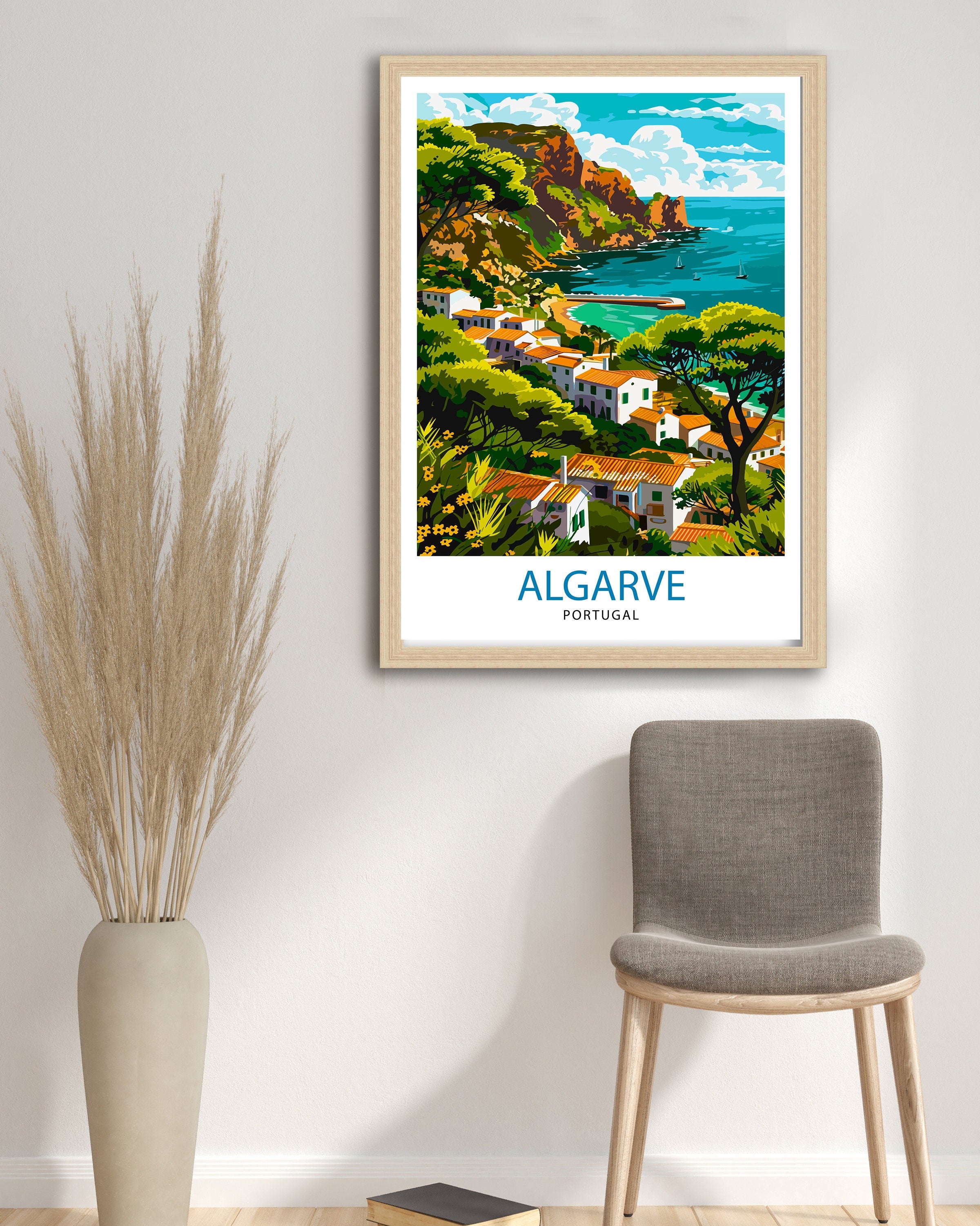 Algarve Portugal Travel Print Algarve Wall Decor Algarve Poster Portugal Travel Prints Algarve Art Print Algarve Illustration Algarve Wall