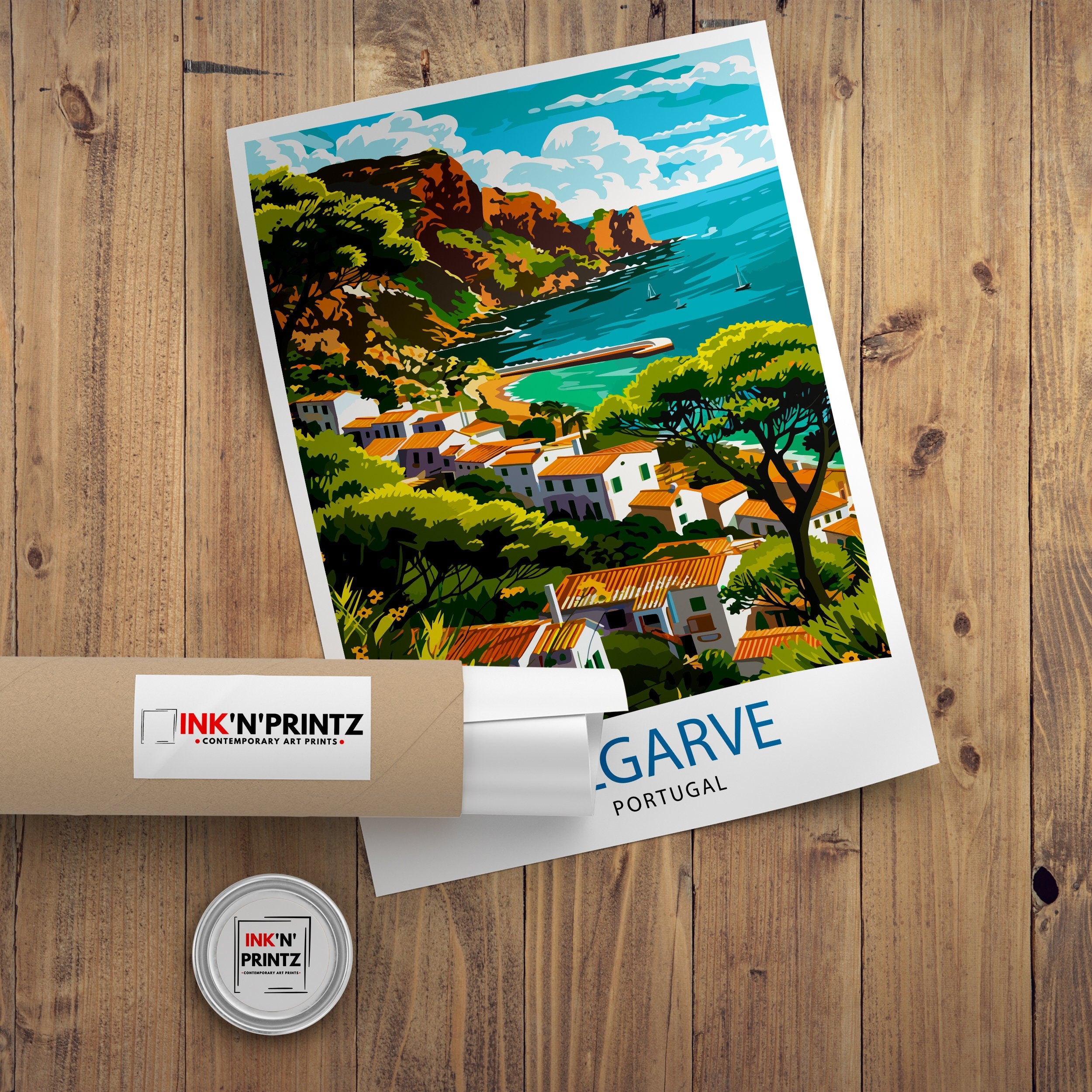 Algarve Portugal Travel Print Algarve Wall Decor Algarve Poster Portugal Travel Prints Algarve Art Print Algarve Illustration Algarve Wall