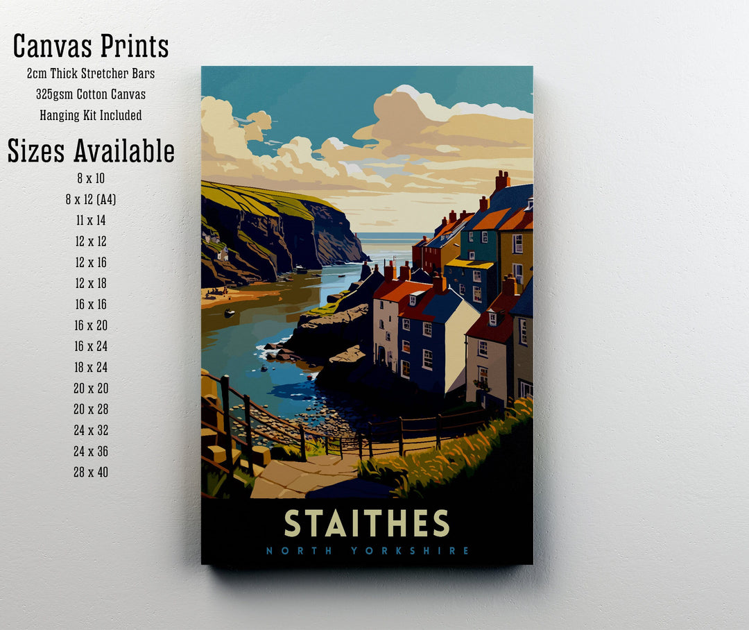 Staithes North Yorkshire Travel Poster Staithes Wall Art Staithes Illustration Travel Poster Staithes Home Decor