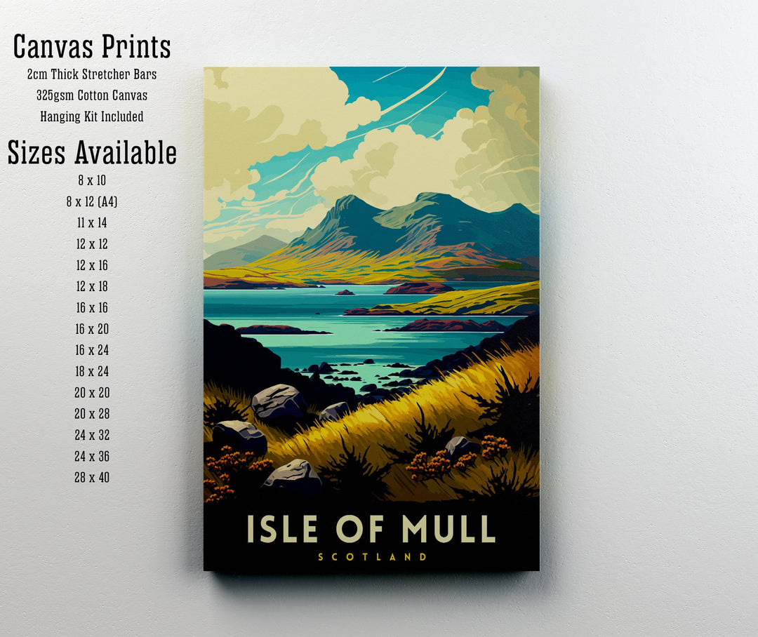 Isle of Mull Scotland Travel Print Mull Wall Decor Mull Home Living Decor Scotland Illustration Travel Poster Gift for Mull Scotland Home