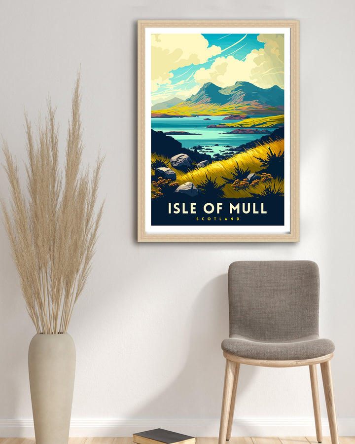 Isle of Mull Scotland Travel Print Mull Wall Decor Mull Home Living Decor Scotland Illustration Travel Poster Gift for Mull Scotland Home