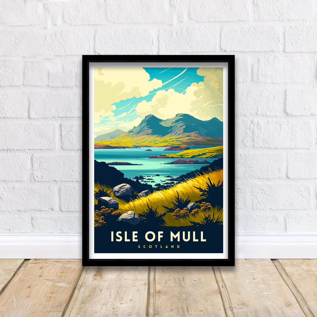 Isle of Mull Scotland Travel Print Mull Wall Decor Mull Home Living Decor Scotland Illustration Travel Poster Gift for Mull Scotland Home