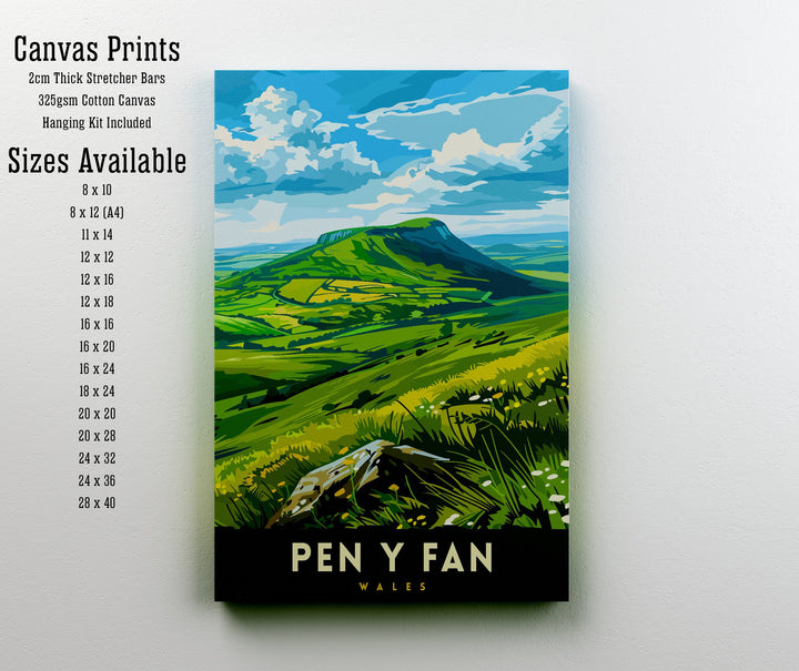 Pen y Fan Wales Travel Print Wall Art Home Decor Pen y Fan Illustration Travel Poster Gift for Wales Lovers Wales Home Decor