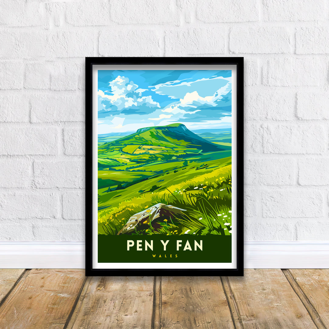 Pen y Fan Wales Travel Print Wall Art Home Decor Pen y Fan Illustration Travel Poster Gift for Wales Lovers Wales Home Decor