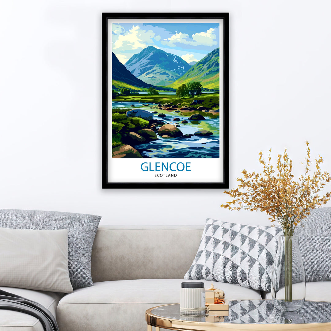 Glencoe Scotland Travel Poster Wall Art Glencoe Wall Hanging Home Décor Glencoe Gift Art Lovers Scotland Art Lover Gift Poster Art