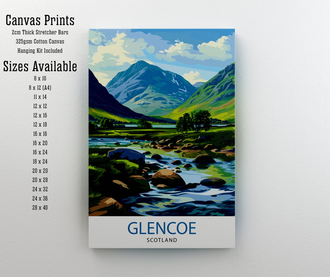 Glencoe Scotland Travel Poster Wall Art Glencoe Wall Hanging Home Décor Glencoe Gift Art Lovers Scotland Art Lover Gift Poster Art